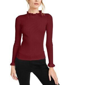 Anne Klein Ribbed Ruffle Detail Sweater